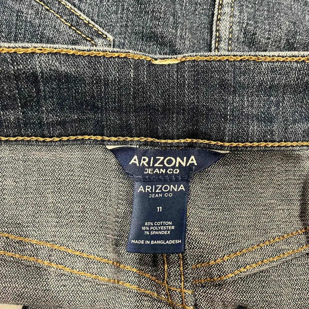 Vintage Y2K Arizona Jean Blue Denim Mini Skirt Patchwork Raw Hem Juniors Size 11